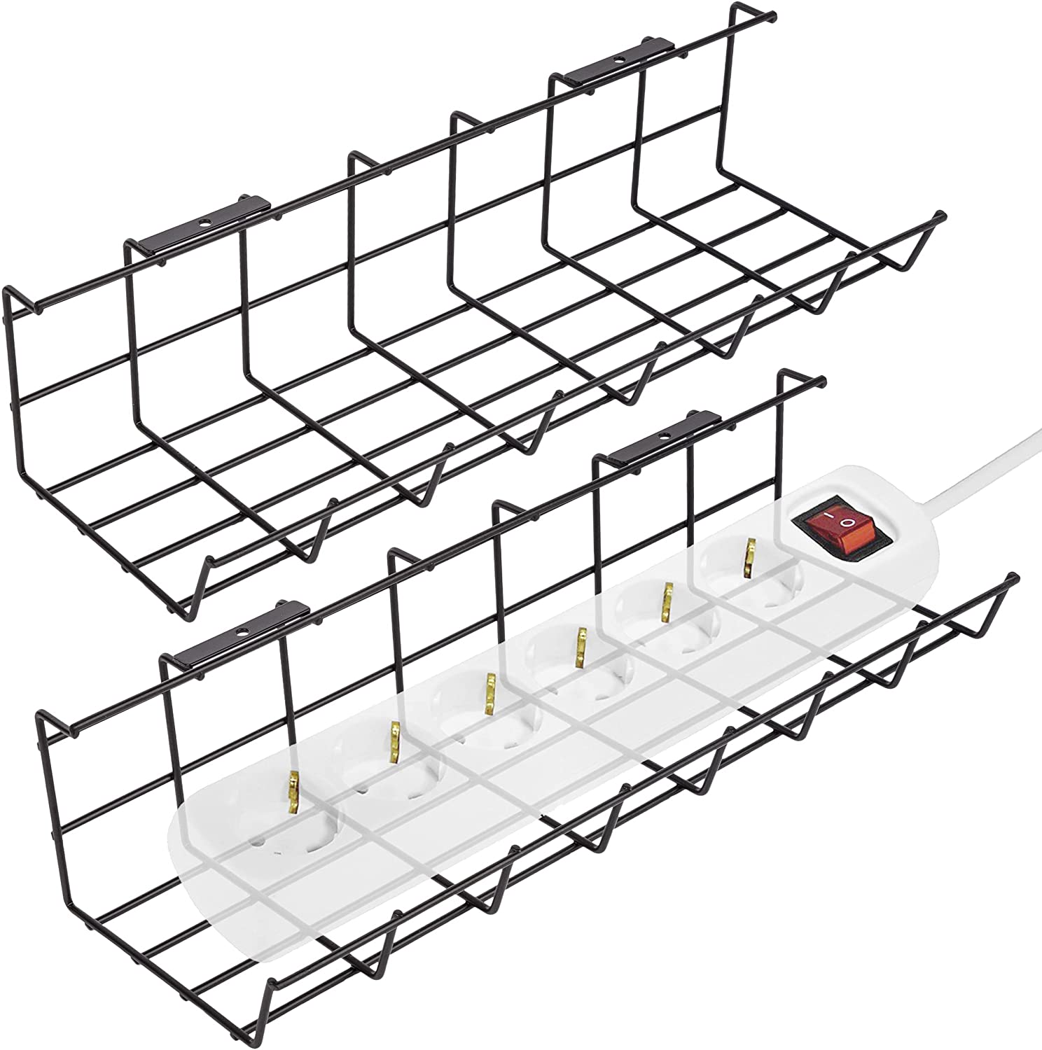 Organize Your Desk Cables with No Drill Carbon Steel Cable Tray and Wire Organizer
