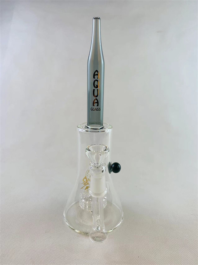 10Inches Straight Tube Glass Smoking Water Pipe With Ice Catcher
