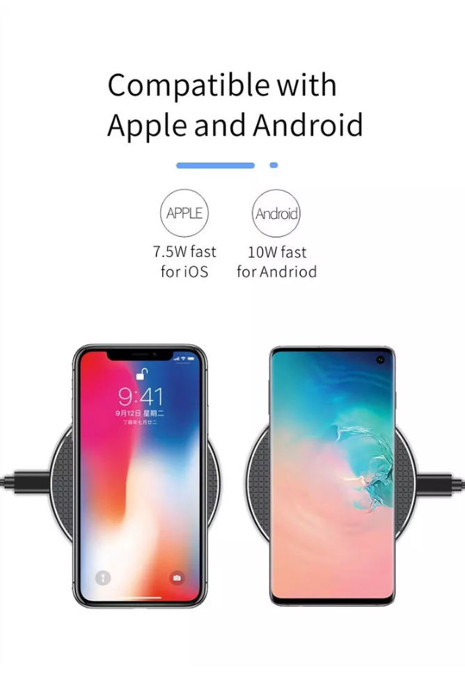 10W Ultra Thin Smartphone Wireless Charger 110 - 205KHz Qi Charger Pad