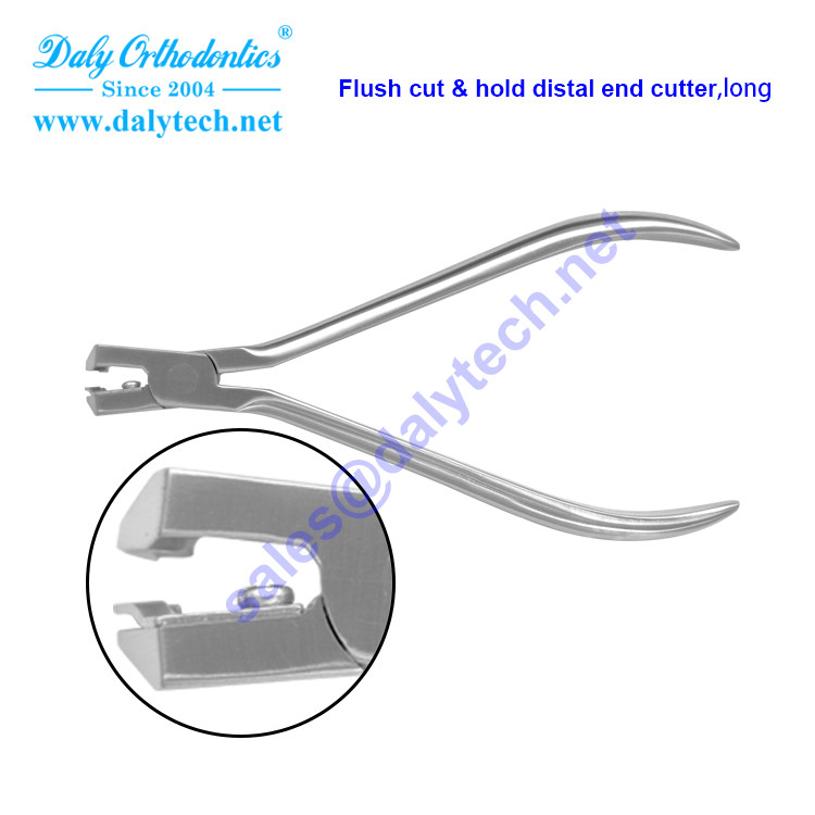 Flush cut and safety hold distal end cutter pliers of orthodontic appliance for dental tools