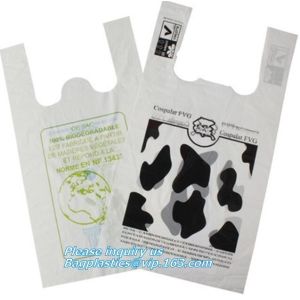 100% Compostable vest carrier plastic shopping bag with ce certificated, Vest