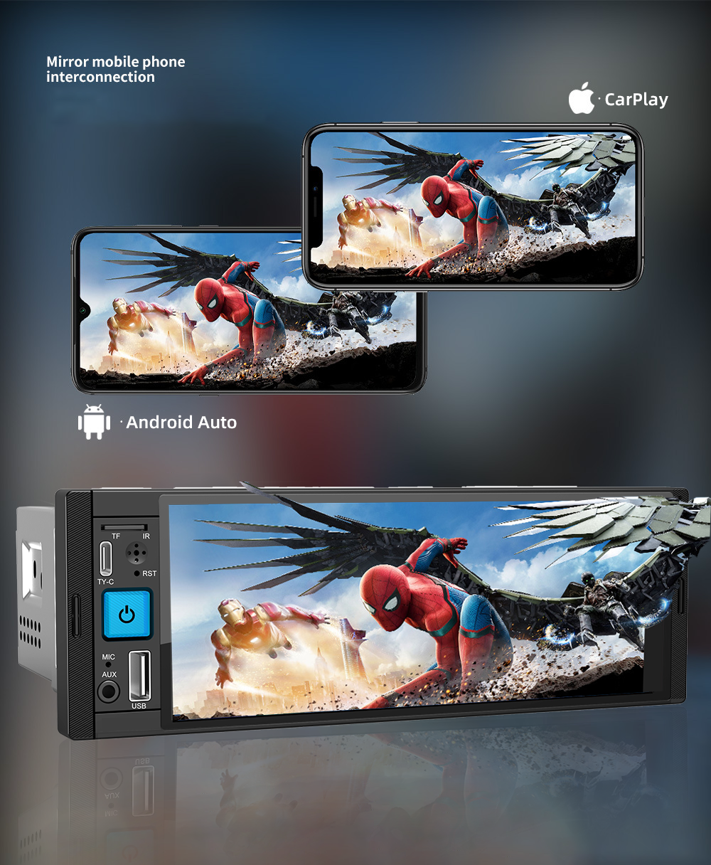 Video Player 6.86" Car Screen Player with Android Auto GPS Navigation and Radio Tuner