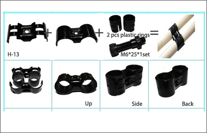 Corner Welded Soldered Joint Metal Pipe Connectors Electrophoresis Black For 28mm Pipe