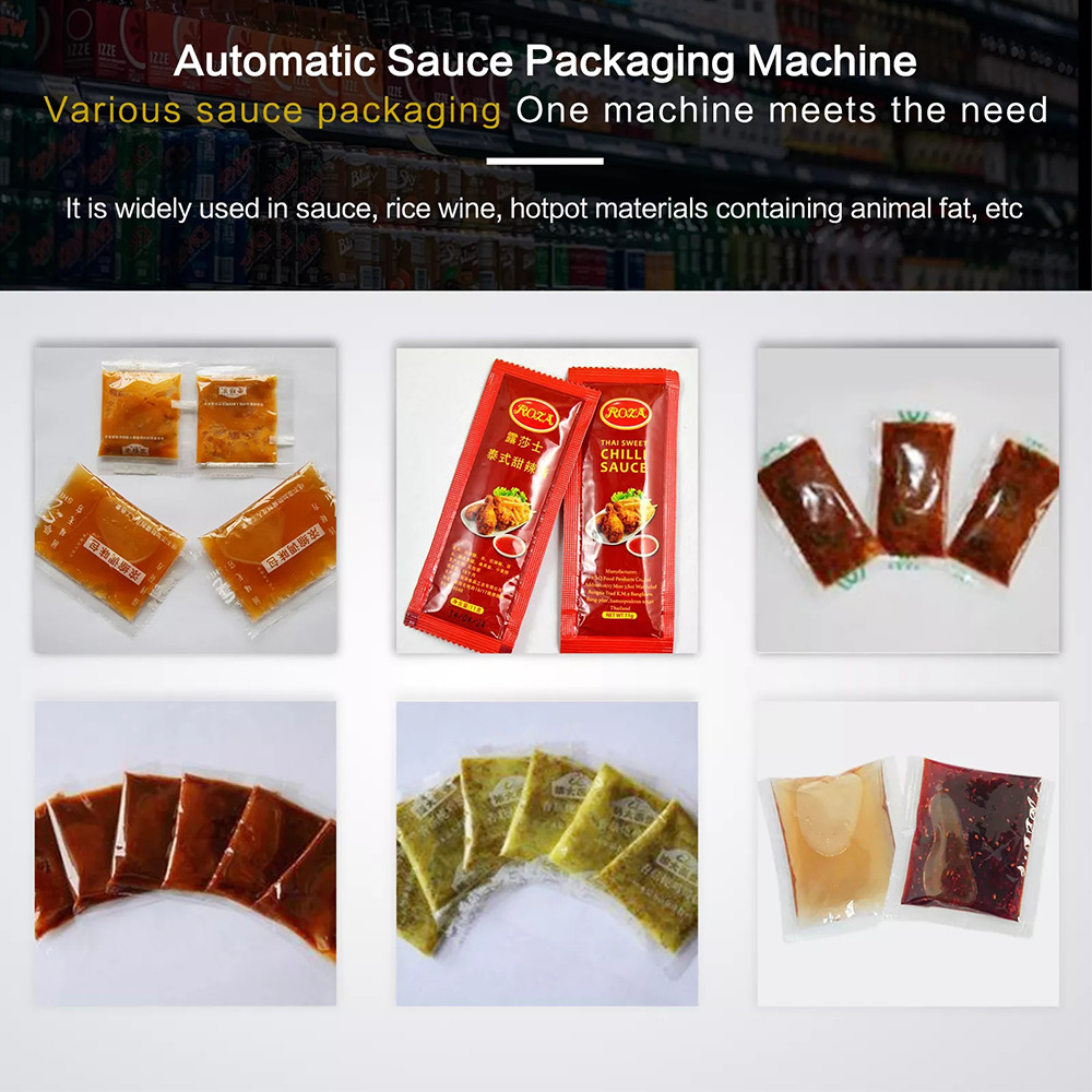 PLC Control Ketchup Pouch Spices Sauce Packaging Machine 25-40bags/Min