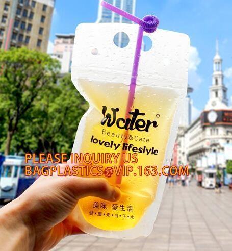 stand up reclosable drinking pouches cold drink k bag with straw,Beveragereusabl