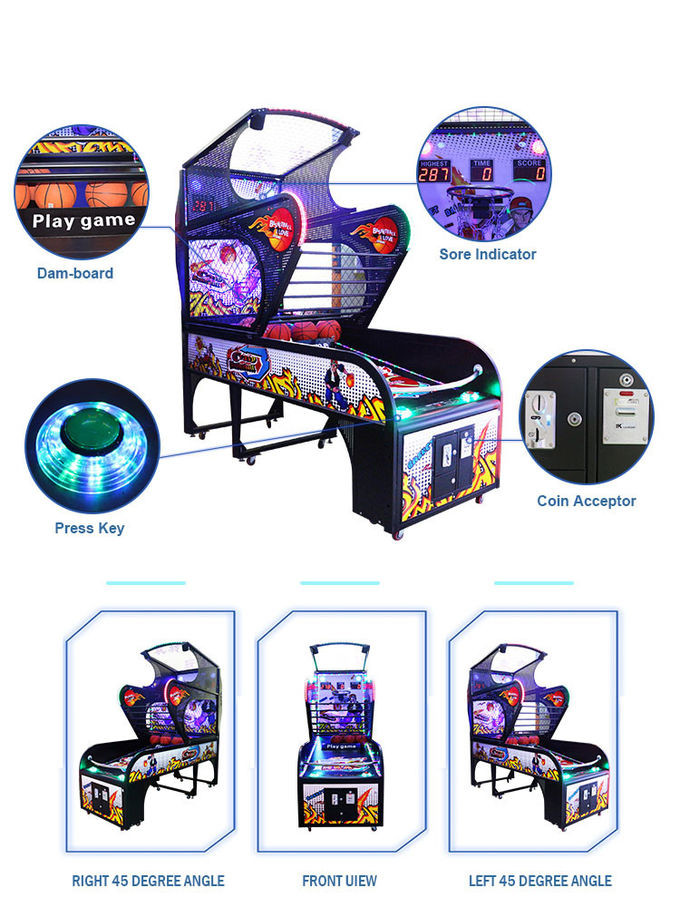 Arcade Basketball Game Machine Electronic / Luxury Basketball Hoop Arcade Game