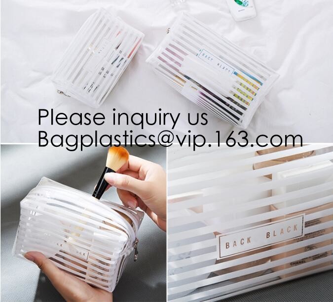 Clear Zipper Pouch with Strap Makeup Bag PVC Cosmetic Pouch,Printing Clear Zip lockk Cosmetic PVC Pouch, bagease, bagplast