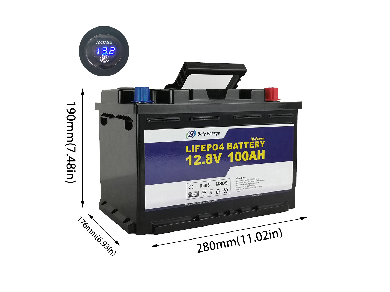 Bely 12V 100Ah Led Light Lithium Battery For Elecric Wheelchairs