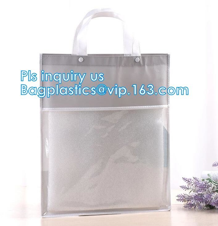 fashion custom pvc shopping bag with your logo, eco-friendly transparent shopping bag by machine for cosmetic gift cheap