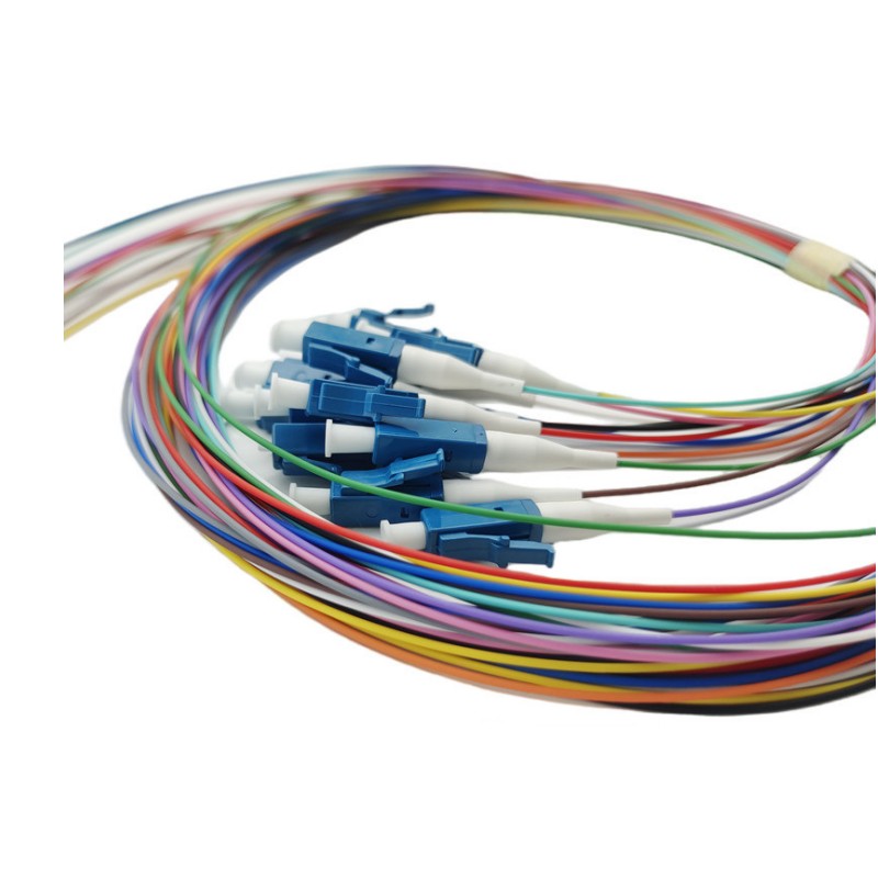 LC UPC Single Mode Single Core Fiber Optic Pigtail LZH/PVC 12cores for FTTH Network