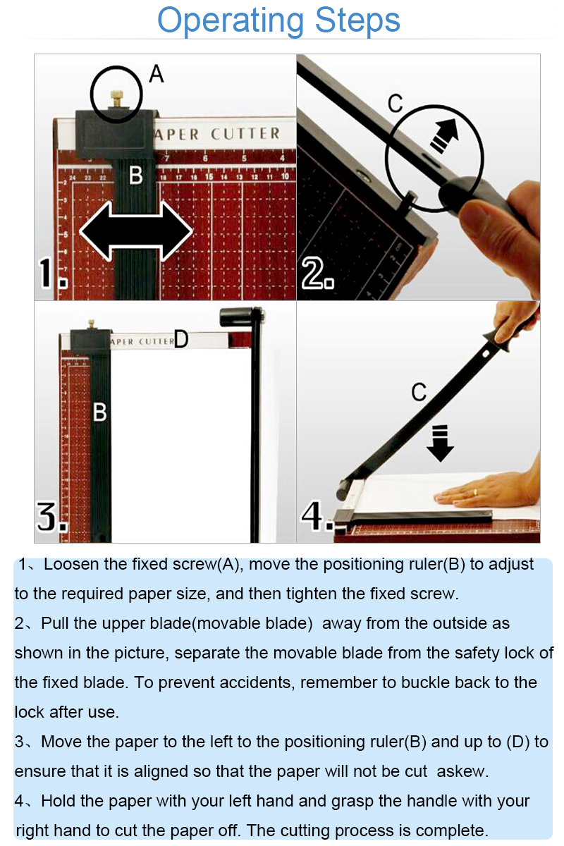A4 Paper Cutter Wood Manual Guillotine Paper Trimmer for Paper Cutting by ZEQUAN