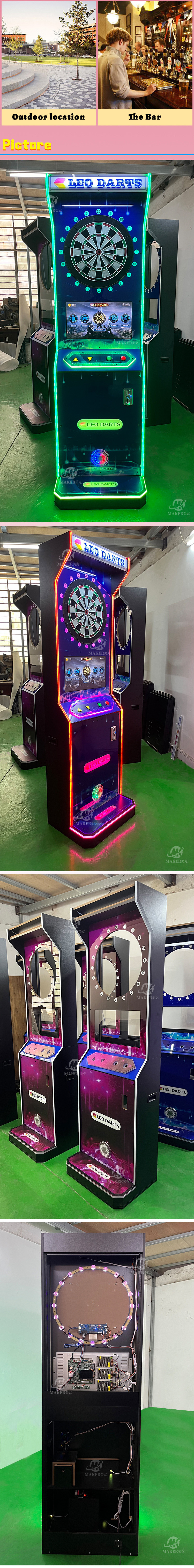 Wooden Dart Machine Coin Operated 70 Kg Arcade Soft Leodarts Machine For Themepark