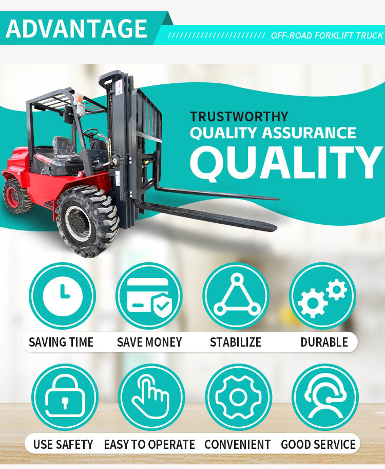 4.5t Off Road Forklifts And Loading Rough Terrain Diesel Forklift Truck With Cabin