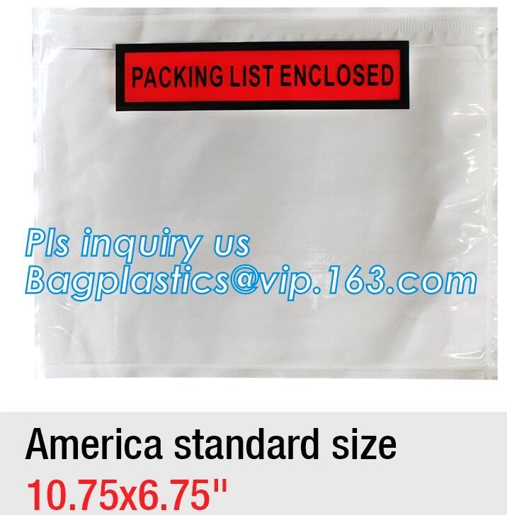 PP film 178*140mm invoice enclosed packing list envelopes, DHL Shipping pockets for waybill, A4 size plastic packing lis