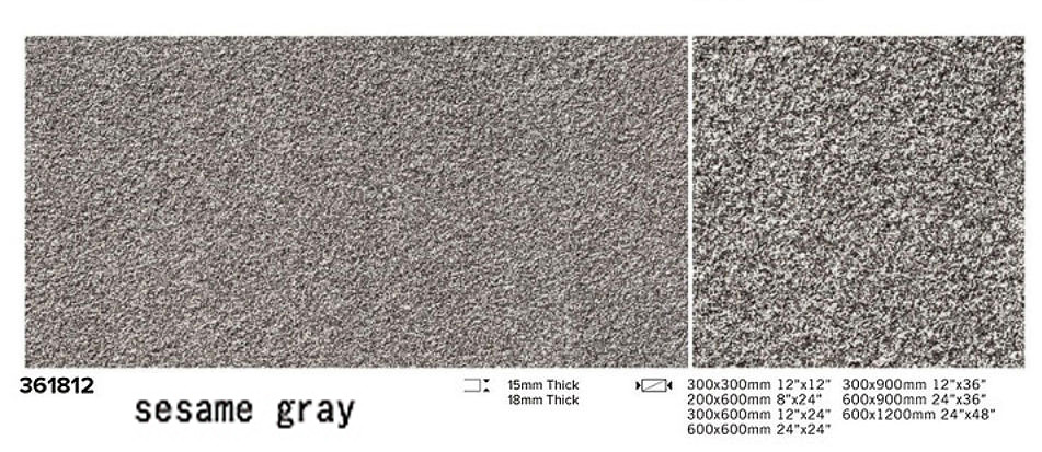 Non-Slip Full Body Modern Tiles Gray 600x1200x15mm Flamed Surface Outdoor Floor Porcelain Paving Tile For Building