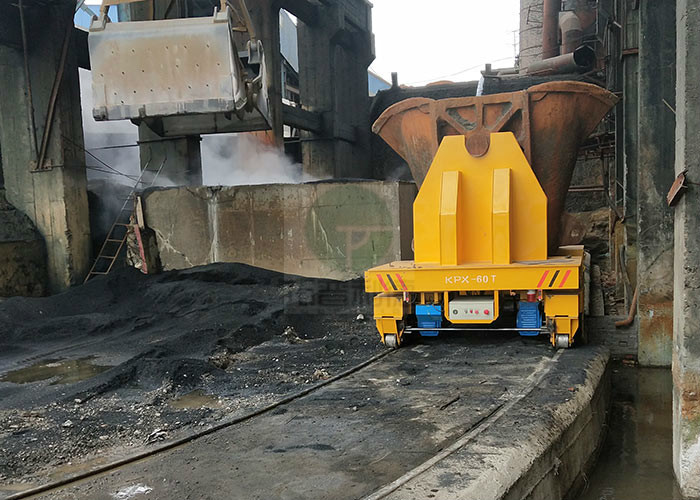 35 Ton Metallurgy Industry Motorized Steerable Rail Transport Car For Slag Scrap Handling