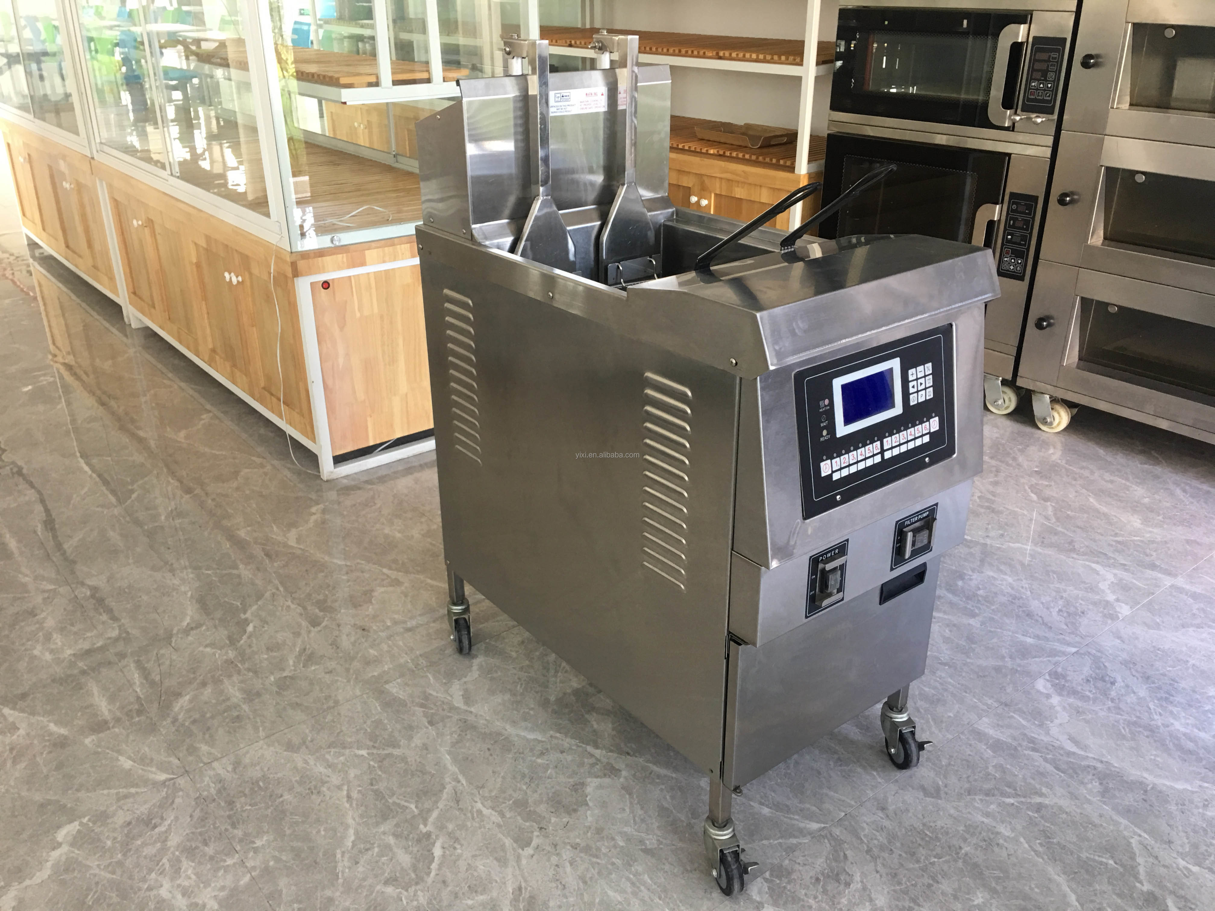 Auto Lift&Down One Pot Two Baskets Gas Heating Chips Open Deep Fryer