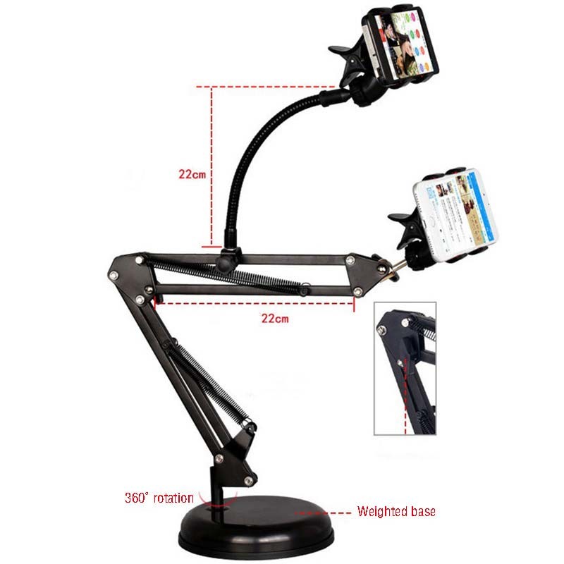 Black Double Springs 22cm Tripod Stand Mobile Holder