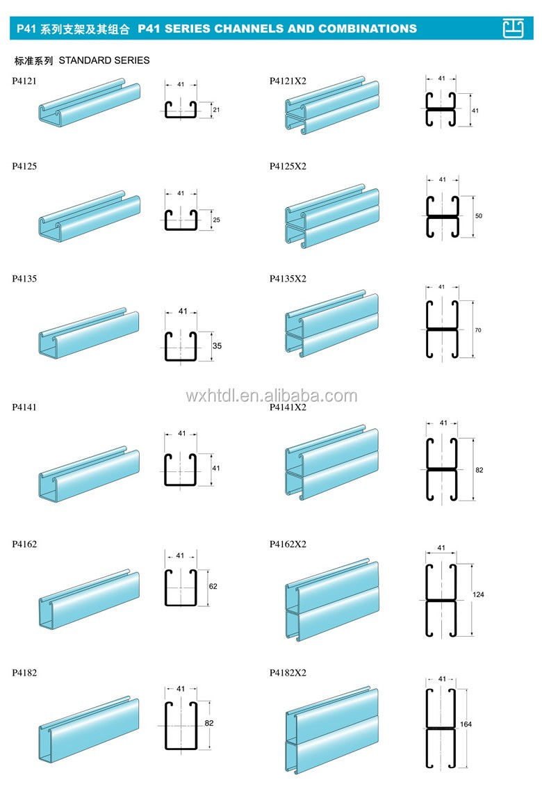 Half Slotted Metal Framing Strut Channel Unistrut 41x41