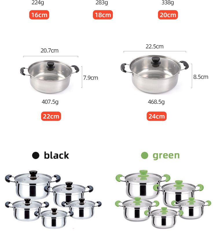 Hot Sale 10 Piece Stainless Steel Cookware Soup Pot Set Stock Pots Cooking Ware Set Cooking Pot Set