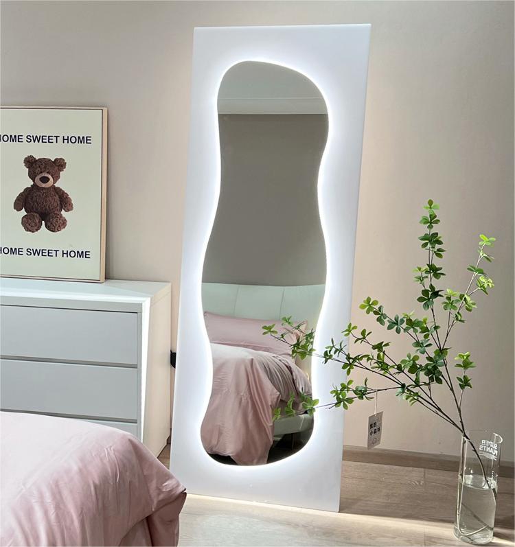 Asymmetrical Backlit Tall Lighted Mirror Floor Length Custom