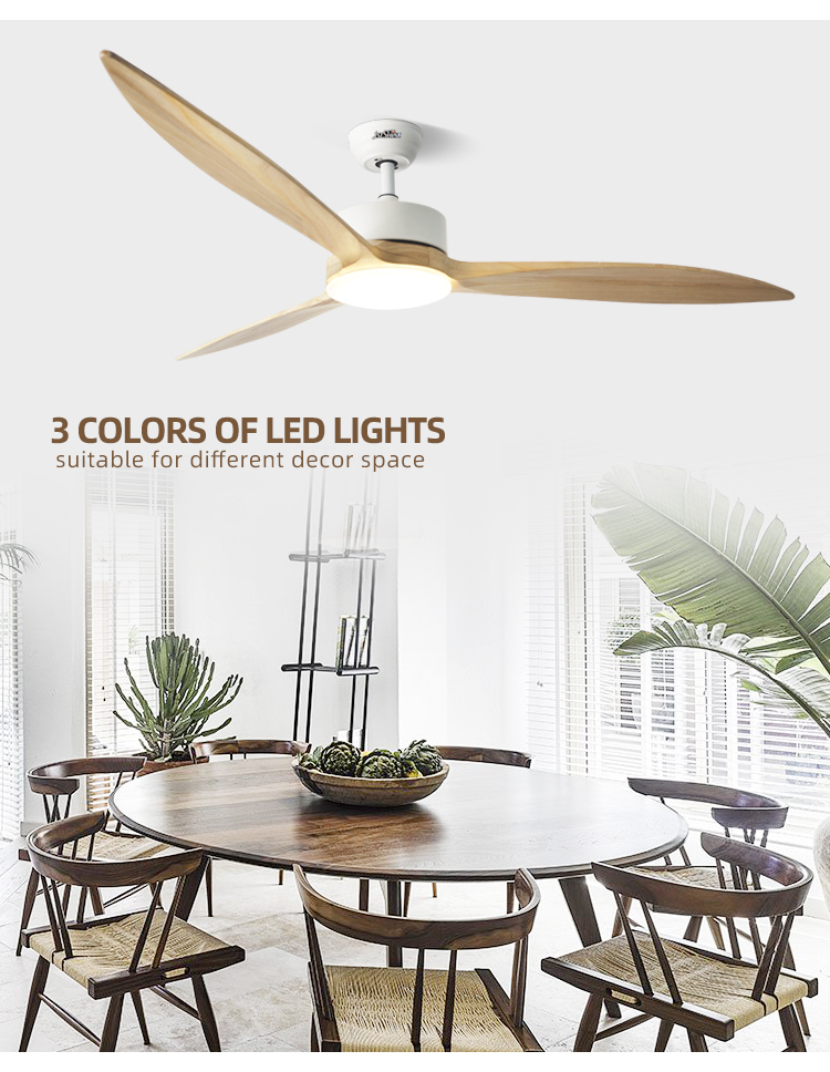 Modern Style 1stshine Ceiling Fan with Remote Control and Natural Wind Solid Wood Blades