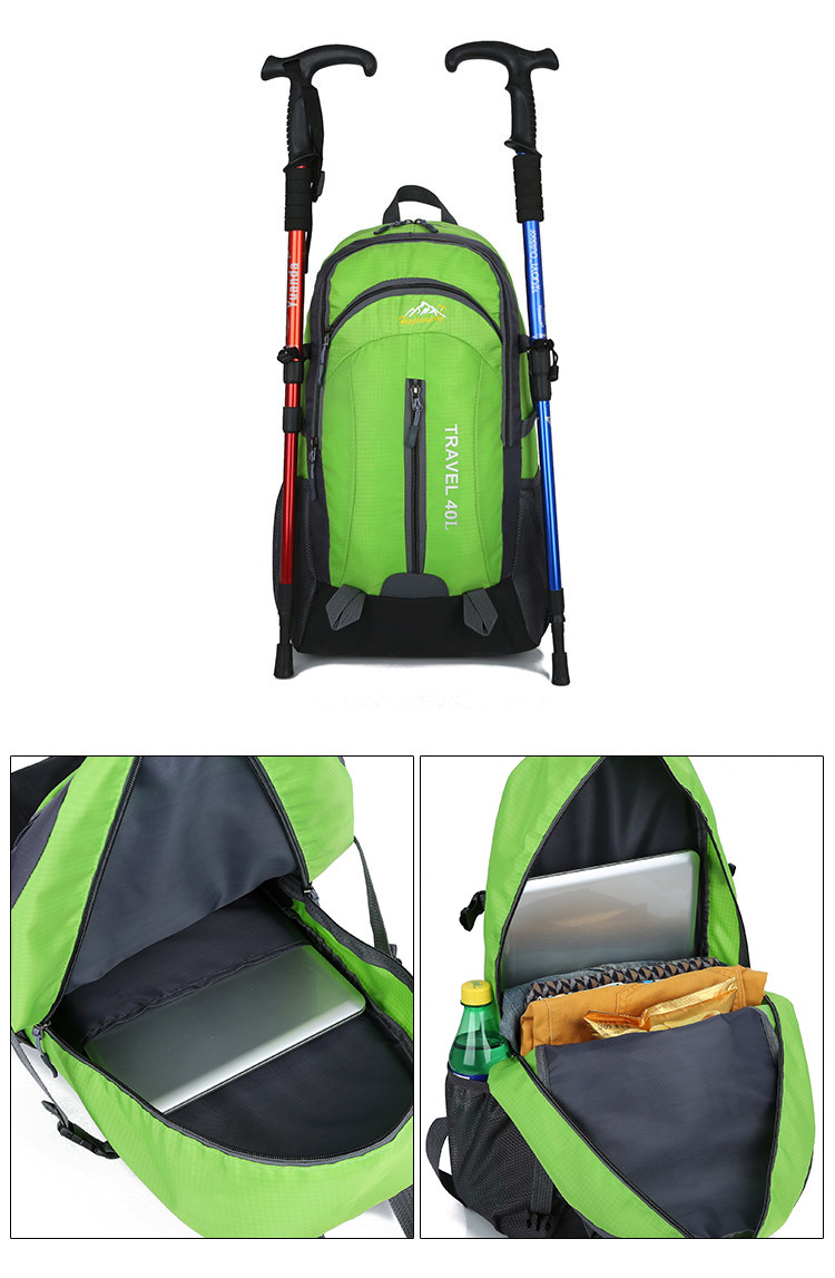 Orange 40L Waterproof Backpack 55cm Camping Travel Backpack With USB Charge Hole