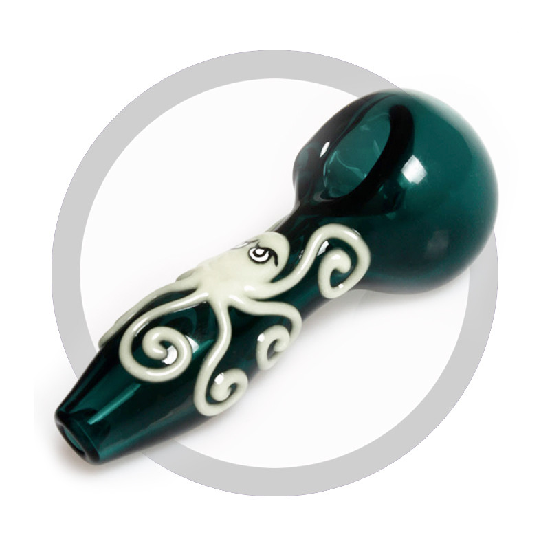 Spoon Shape Pipes Glass Smoking Pipe 4 Inches Length Luminous Octopus On Glass