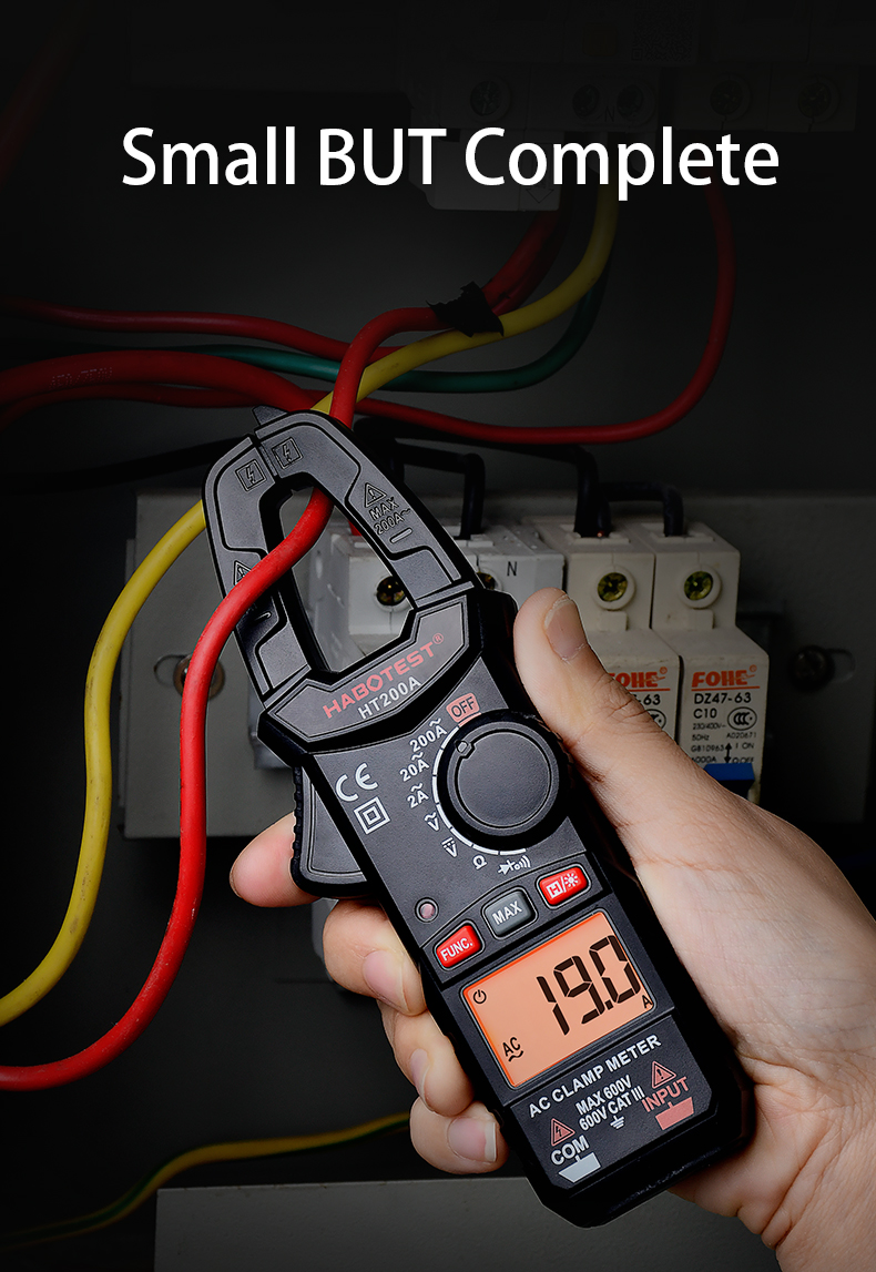 2000 Counts 200A Double Backlight Mini Clamp Meter