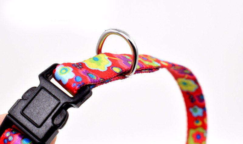 Adjustalbe 1 Inch Dog Bone Pattern Pet Training Nylon Collar Neck 14"-22"