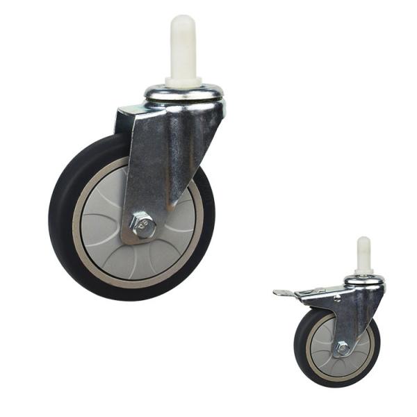4 Inch Expanding Stem TPR Food Cart Wheels Soft Type Casters For Service Carts