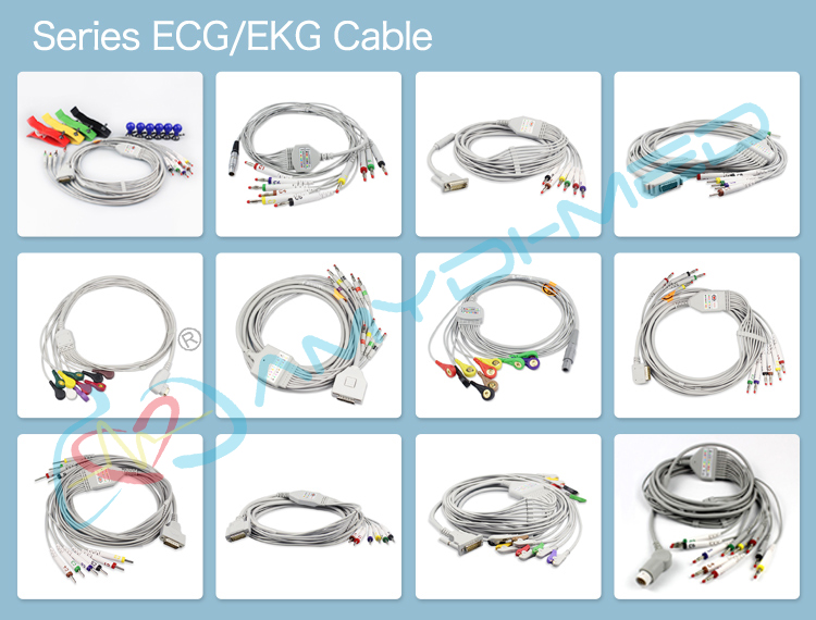 2.4 Meter Ecg Cable 3 Lead Eco Friendly High Precision For Mindray