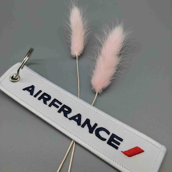 AIRFRANCE Cotton Custom Embroidered Keychain Reversible Mirror Finish Custom