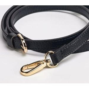 Black Leather Adjustable Crossbody Replacement Purse Straps 1.2m With Swivel Hooks