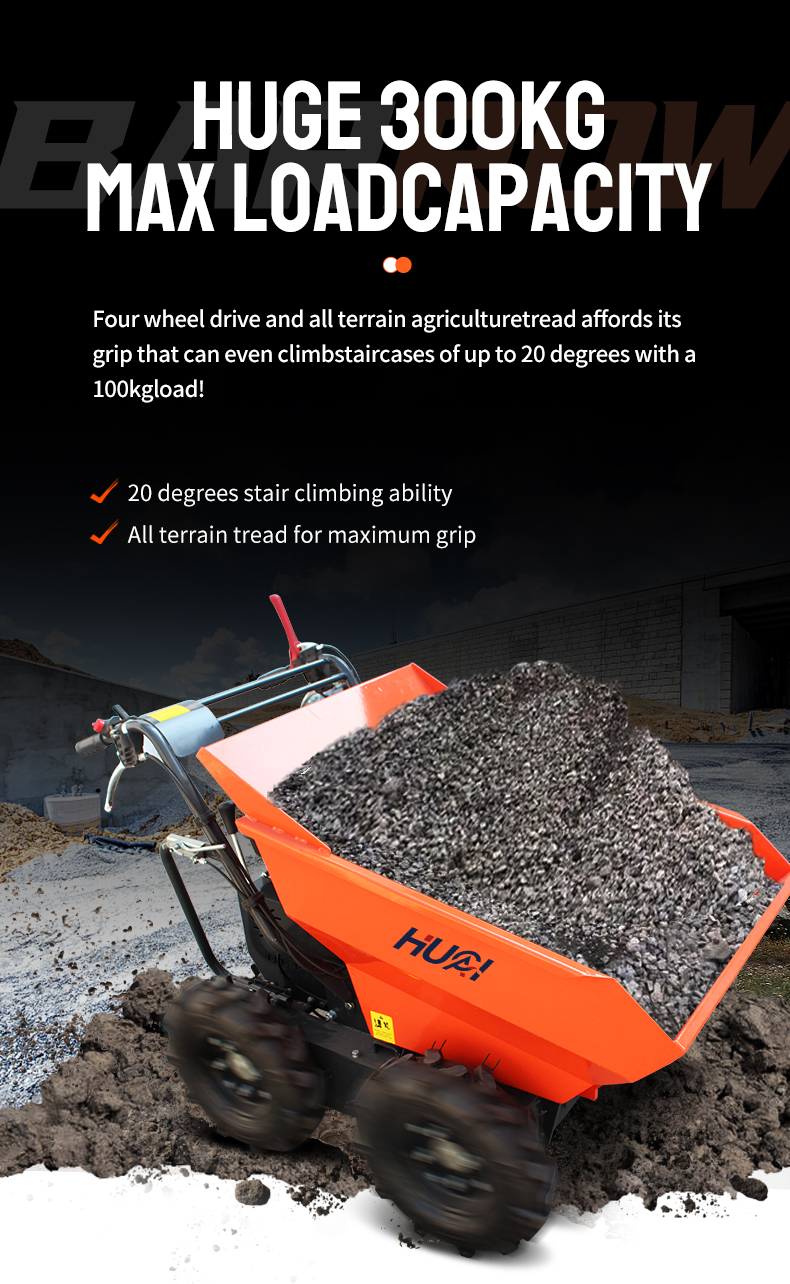 CE Approved 60 KW Electric Motorized Power Mini Dumper with 300kg Load Capacity Made