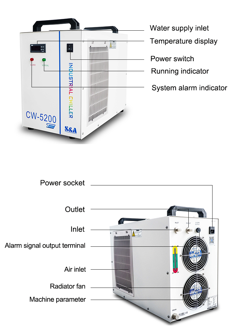 AC 1P 220V/110V Voltage CW-5000 Water Cool Chiller for Industrial Laser Tube Cooling