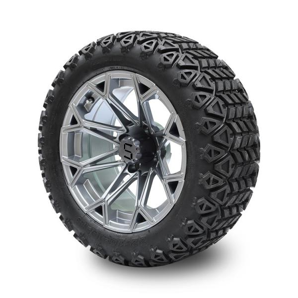 14 Inches Golf Cart Gunmetal Wheels and 22*10-14 High Profile Tires Combo 4 PLY