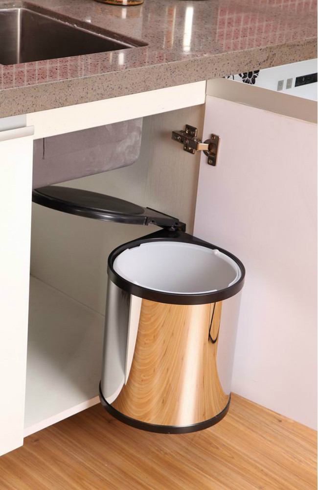 Rotate Metal Garbage Cans Stainless Steel Material Pull Out Type Water Proof