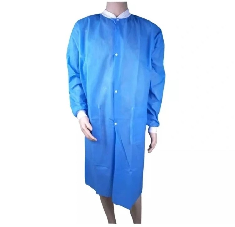 Unisex 30g Non Woven Disposable Lab Coat With Velcro