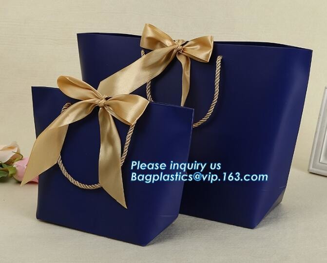Flower carrier bag with different color customized pot plants kraft paper bag with handle,stamping logo fancy paper flow