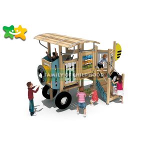 Adventurous Wooden Playground Slide Car Modeling With Climbing Stairs