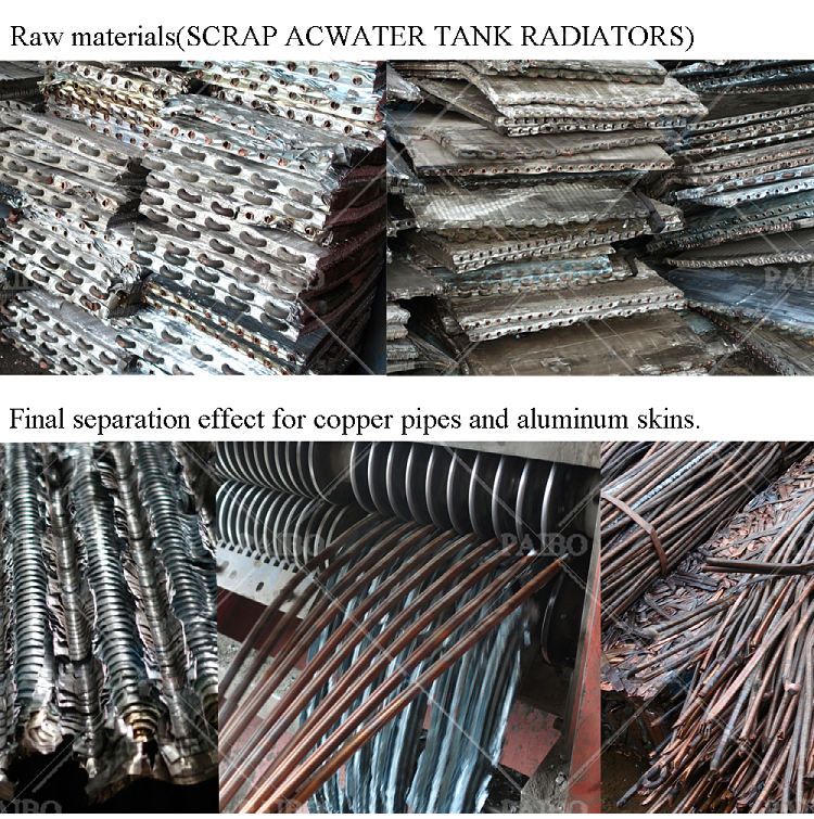 Automobile Car Water Tank Crushing And Separating Equipment for Recycling Scrap Radiators