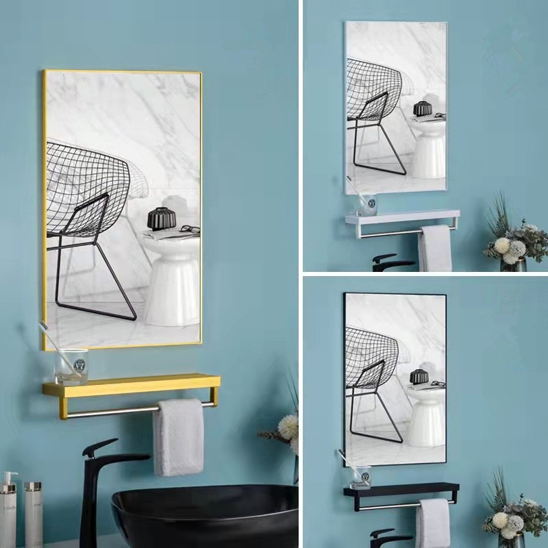 Square Corner Rectangular Gold Aluminium Mirror Frames Profile For Bathrooms