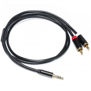  RCA Audio Cable 3.5MM 2-1 Black Metal Shell For Car Audio 0.53M 1M 2M Manufactures