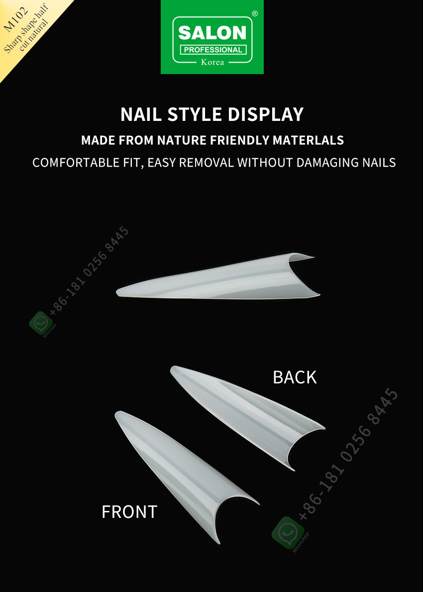 Sharp Drops Shape Half Cut False Nail French Style Artificial Nail With ABS