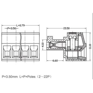 Female Pluggable Terminal Block Connector 3.5mm Pitch 300V 8A 2-22 Poles PA66