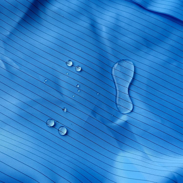 Fluid Repellent Static Control Clean Room ESD Polyester Fabric With 5mm Carbon Stripe