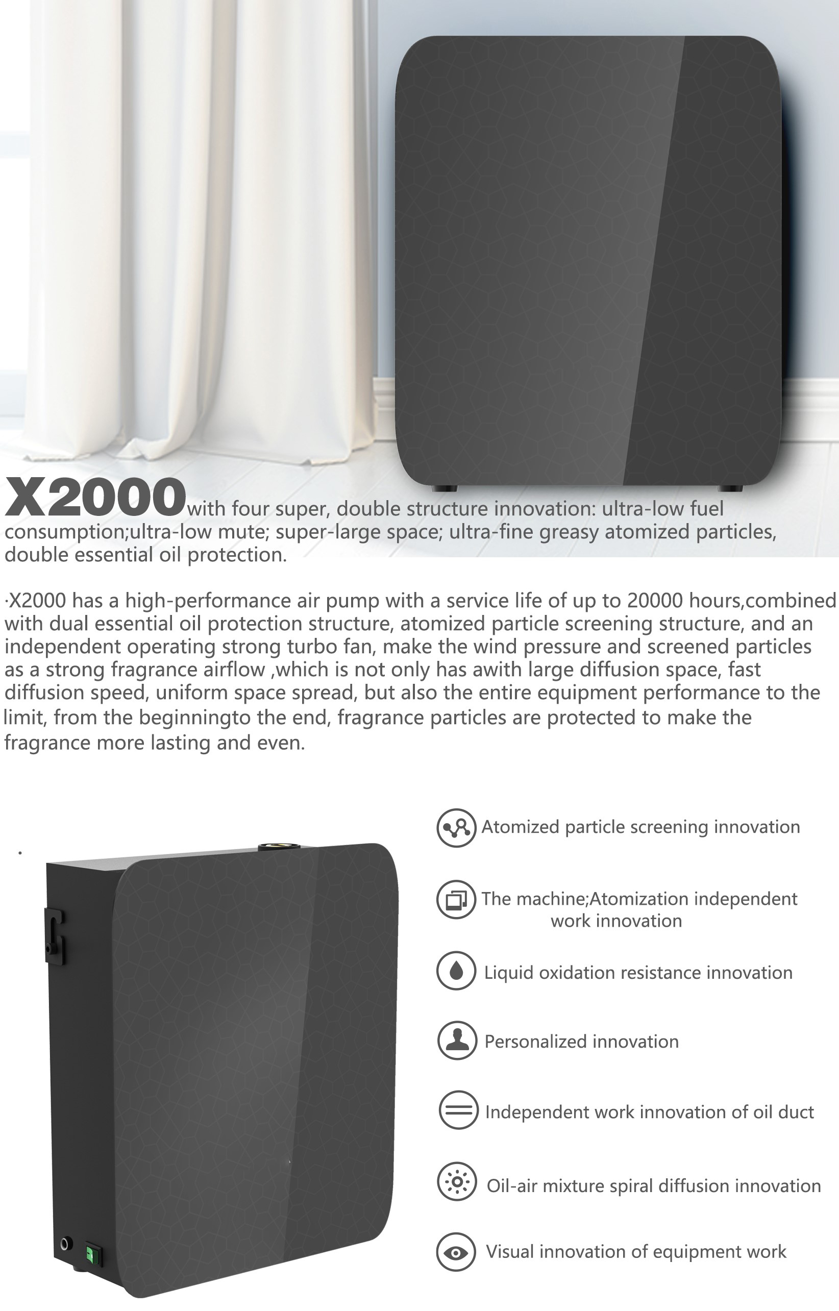 HOMEFISH Button Control HVAC Fragrance Machine 1 Liter