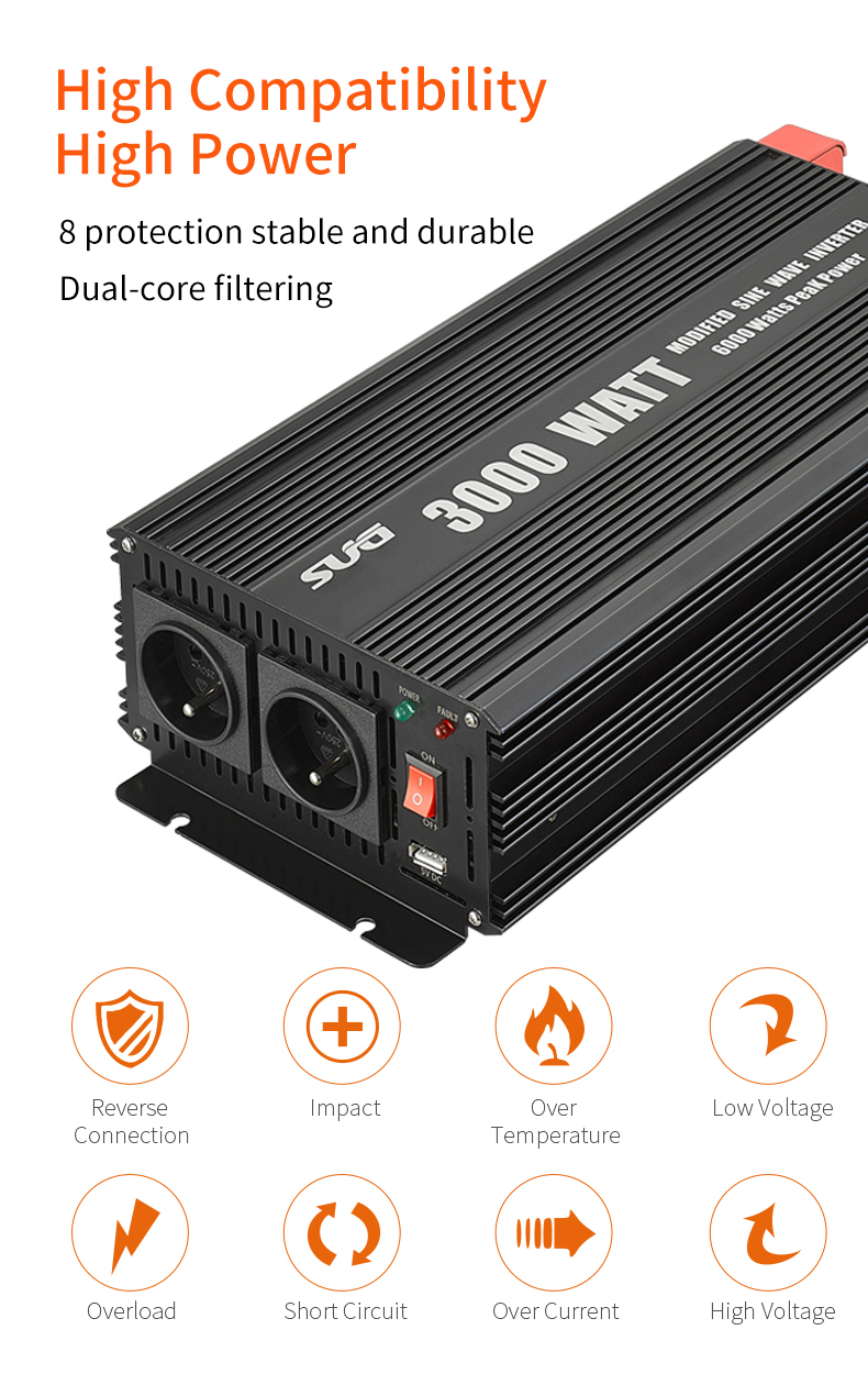 3000W Solar 12V 24V Modified Sine Wave DC To AC Power Inverter