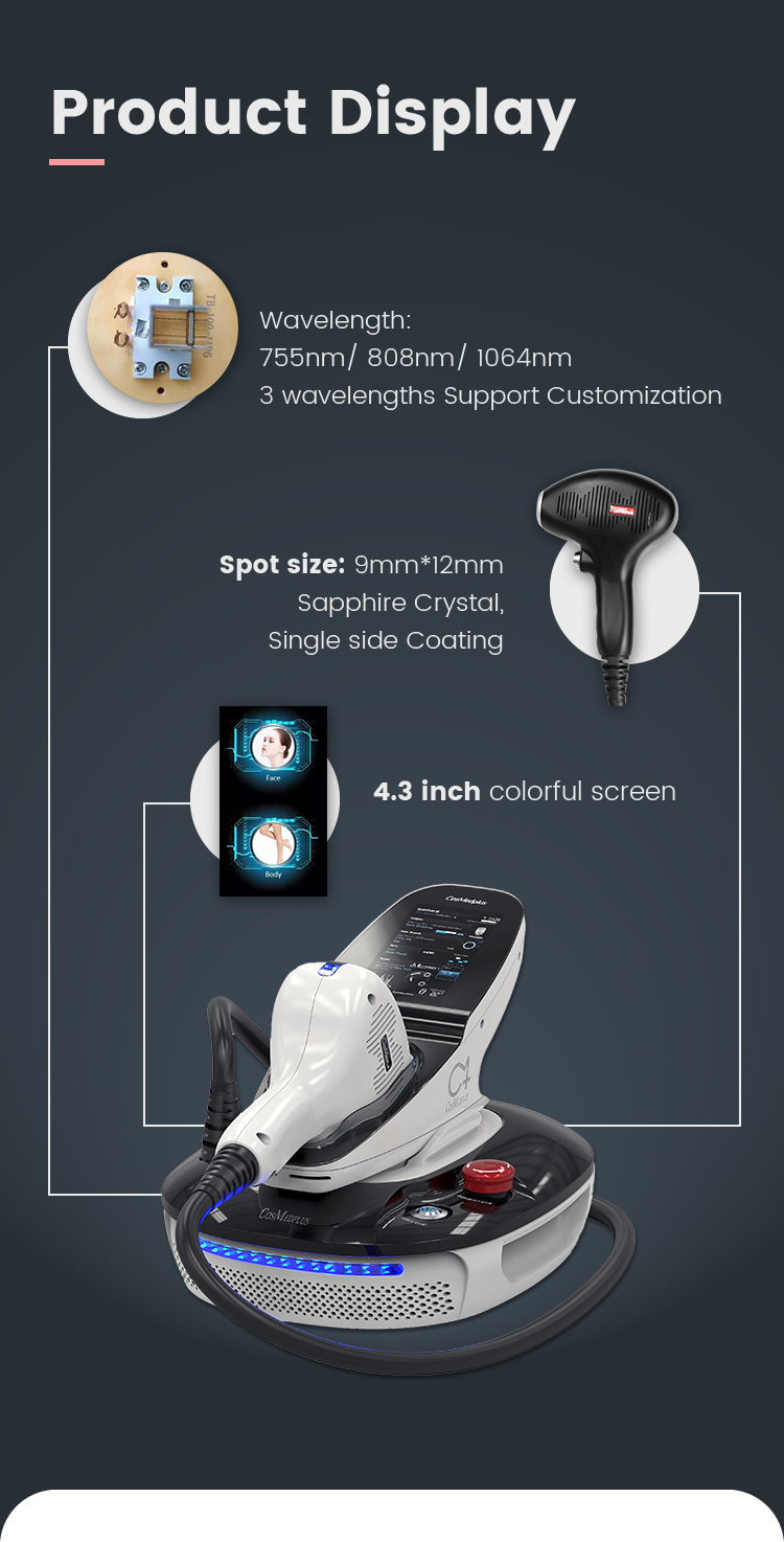 Style Portable 755nm 808nm 1064nm Wavelength Ice Diode Laser Mini Hair Removal Machine